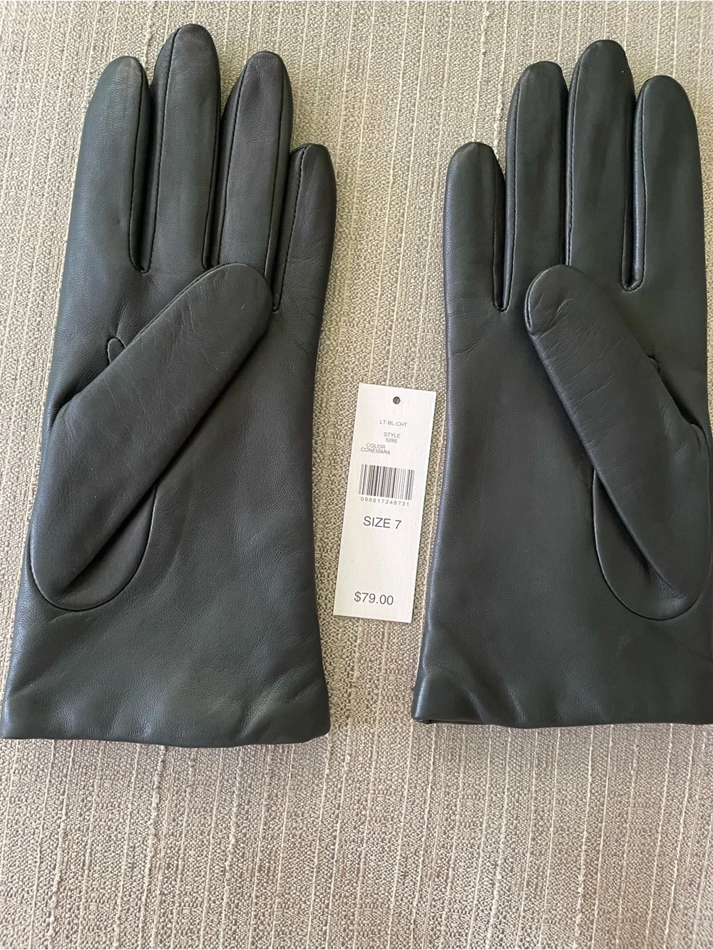 Lord & Taylor Black Leather Gloves with Cashmere Lining